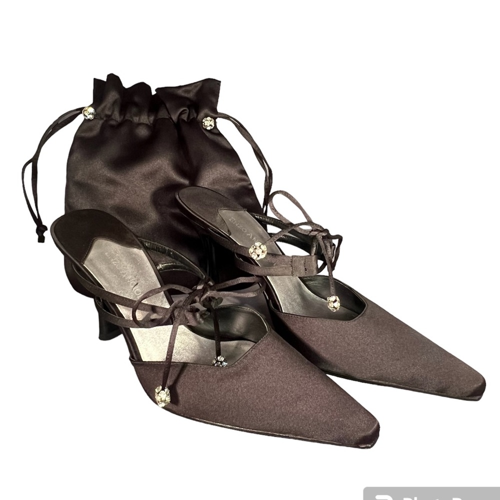 Enzo Angiolini Eaasiel Black Satin heels with evening bag Size 7 medium